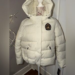 Ralph Lauren Cream Puffer Jacket with Crest
